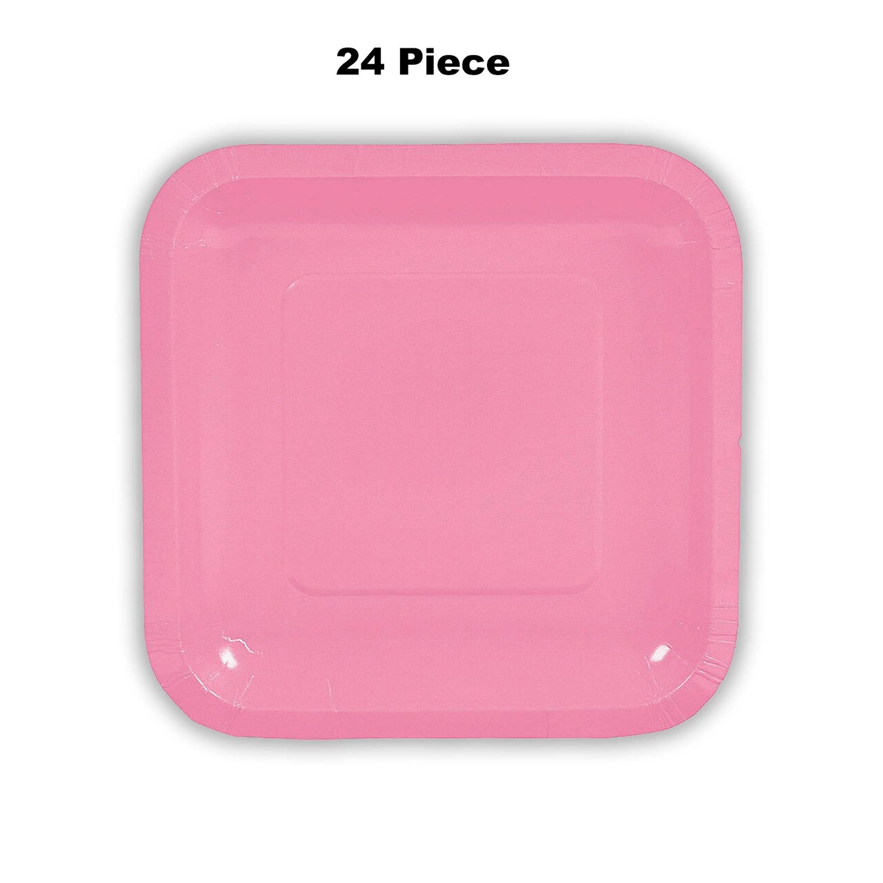 24 Count Pink Square Paper Dessert Plates for Bridal Showers Birthdays 7 Inch